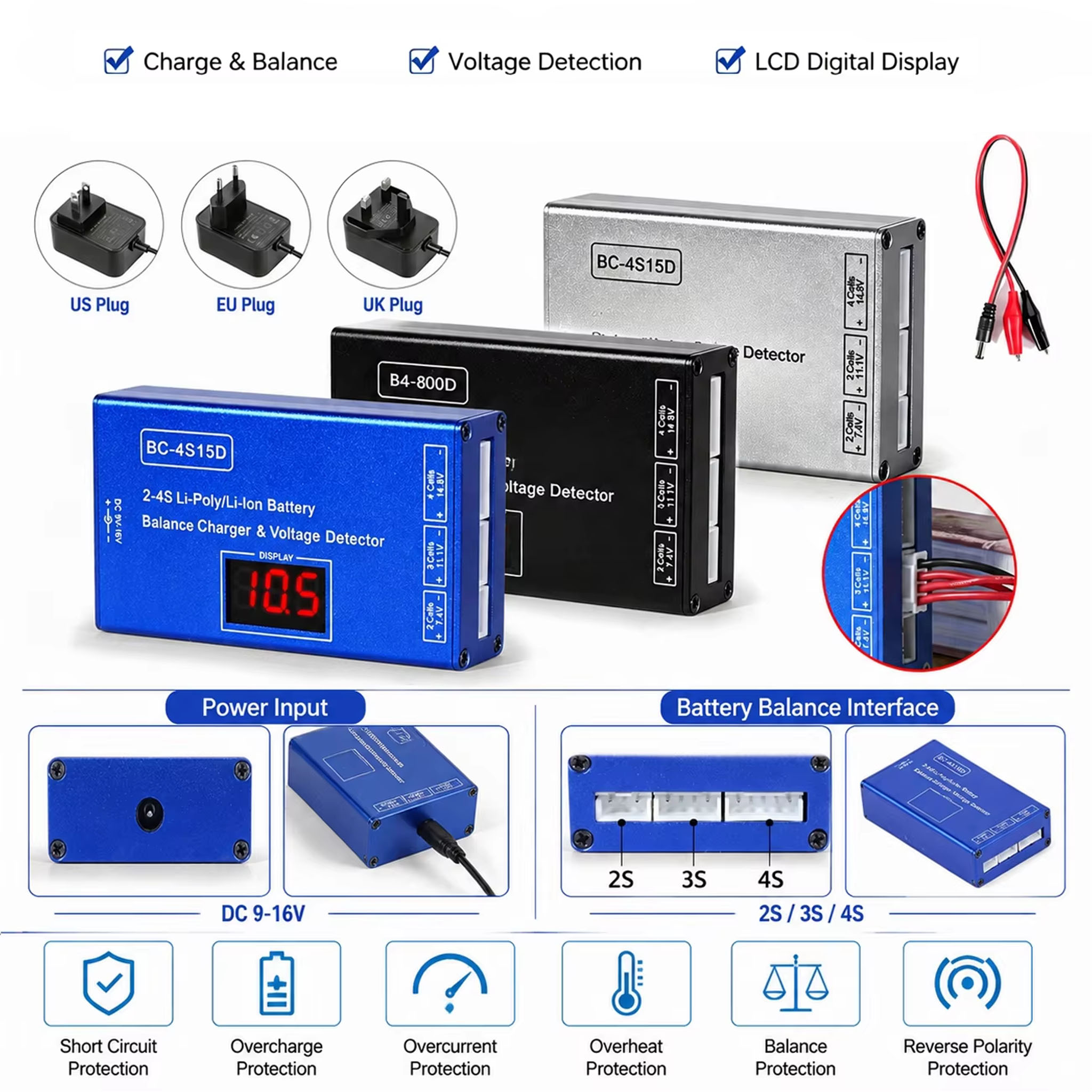 شاحن توازن ليثيوم BC-4S15D 2-4 - مراجعة Drone Battery Voltage Checker وسعره